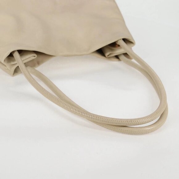 CHANEL Tote Bag Lamb Skin Beige Gold CC Auth 118935V - Picture 8 of 16